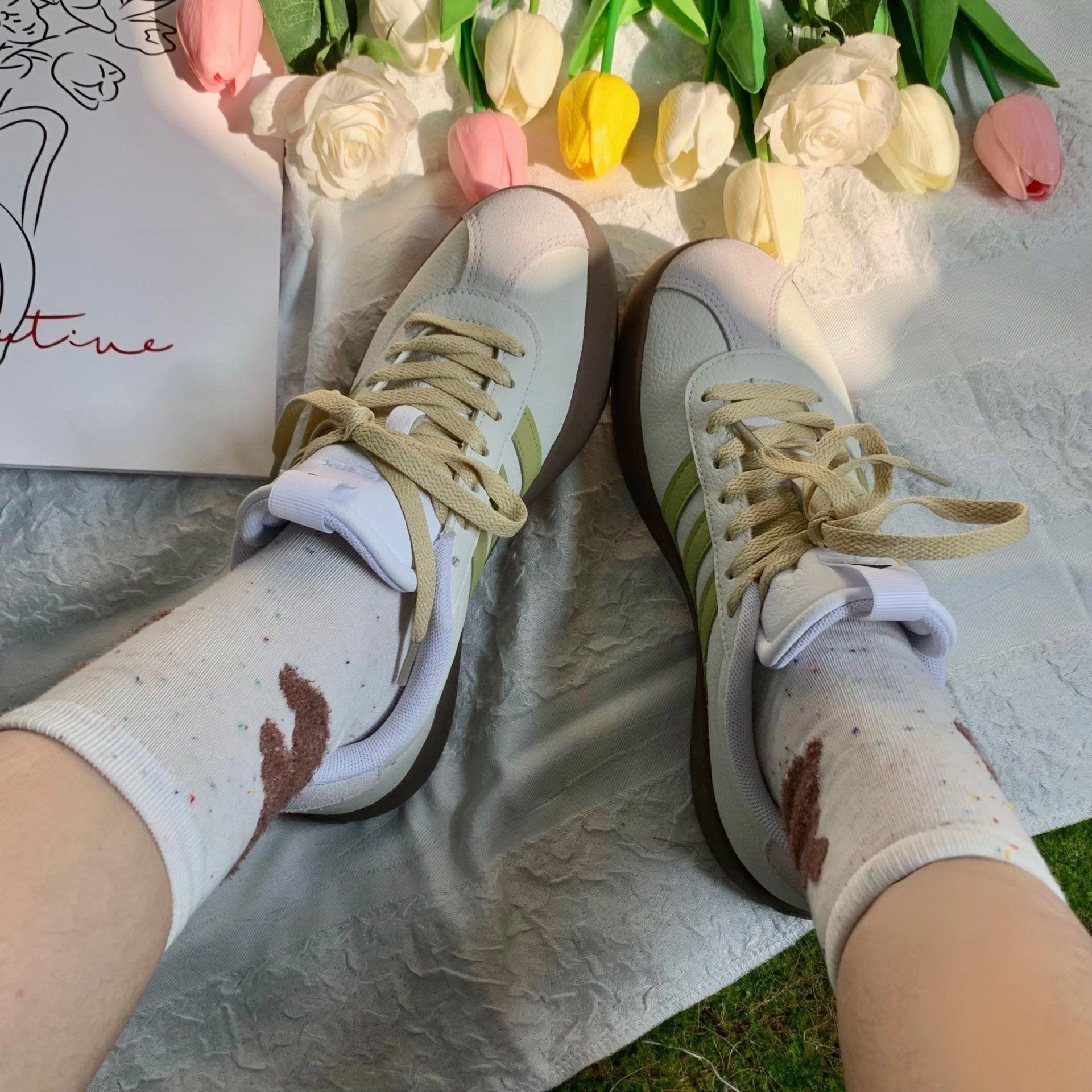 【定制球鞋】 adidas Court 3.0 织物 漫游绿野 复古做旧 小众个性 氧化 防滑减震